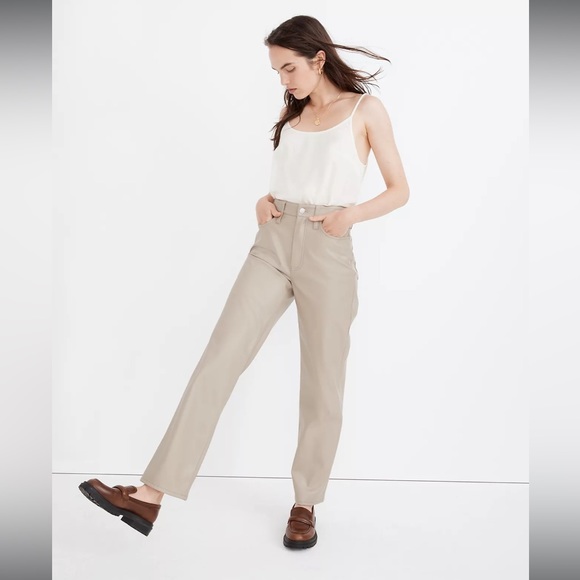 Madewell Pants - Madewell Vintage Straight Jean: Faux Leather Edition - size 27 in Pumice